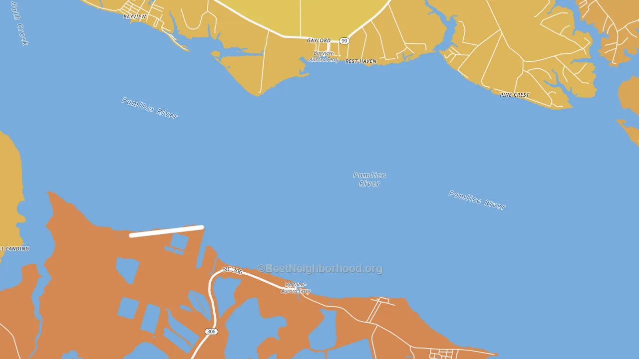 Map of the best neighborhoods in the Gaylord area, with better matches in green and worse matches in red