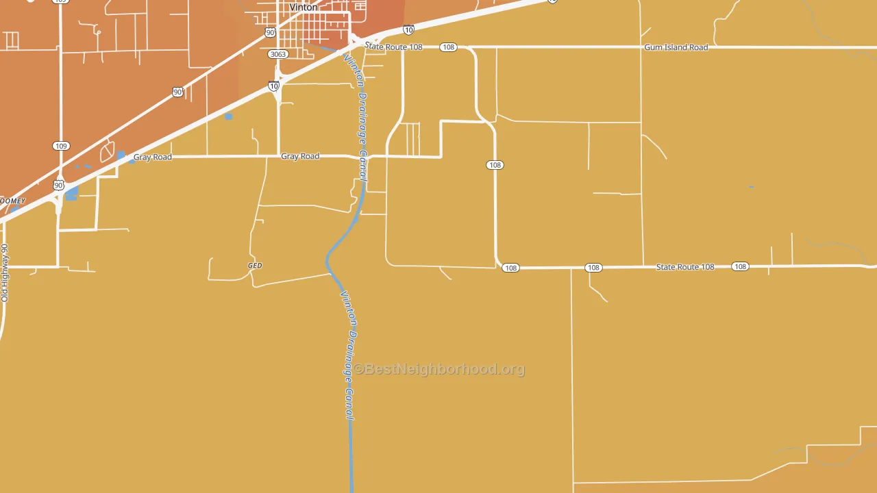 Map of the best neighborhoods in the Ged area, with better matches in green and worse matches in red