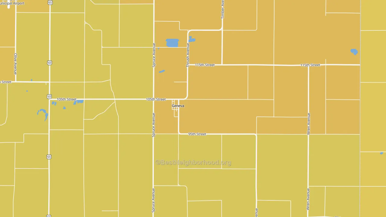 Map of the best neighborhoods in the Geneva area, with better matches in green and worse matches in red