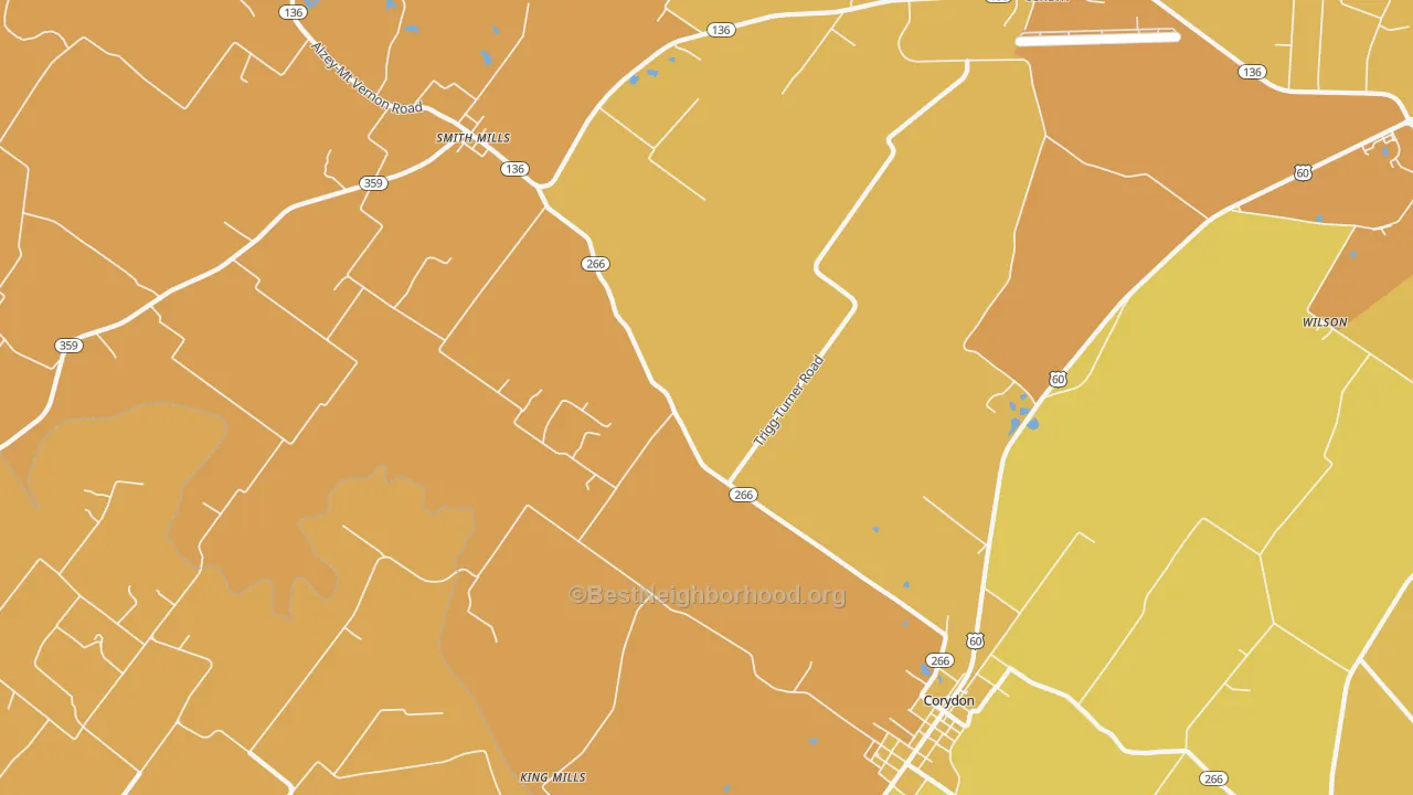 Map of the best neighborhoods in the Geneva area, with better matches in green and worse matches in red
