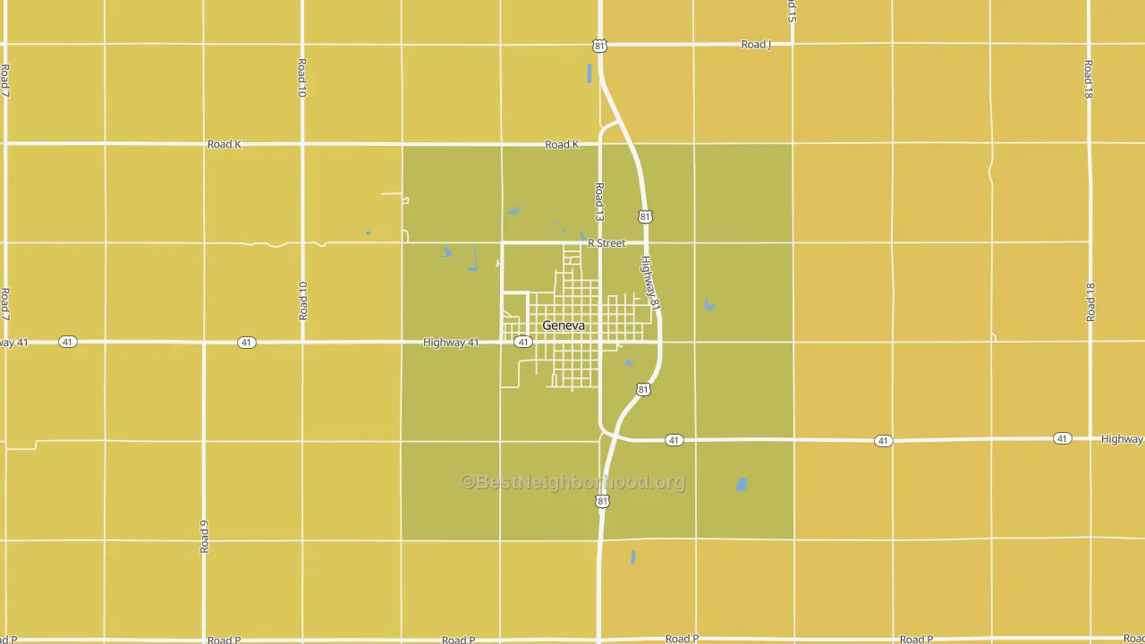 Map of the best neighborhoods in the Geneva area, with better matches in green and worse matches in red