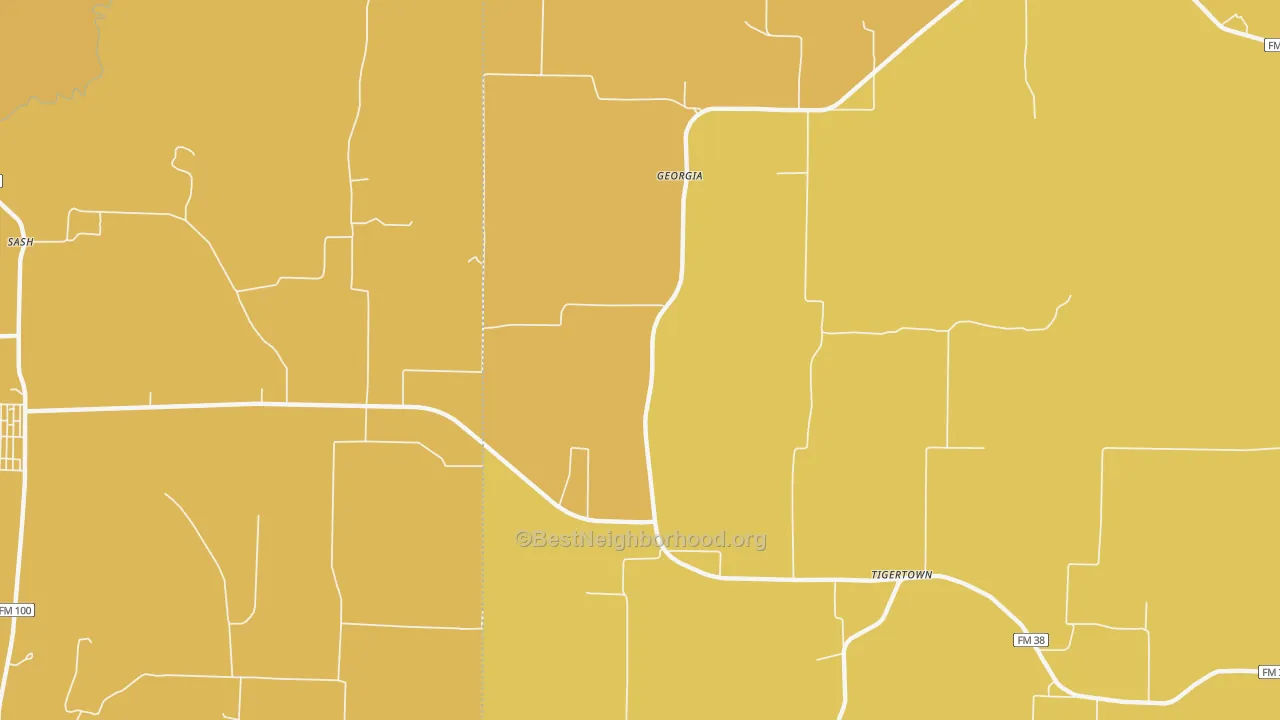 Map of the best neighborhoods in the Georgia area, with better matches in green and worse matches in red