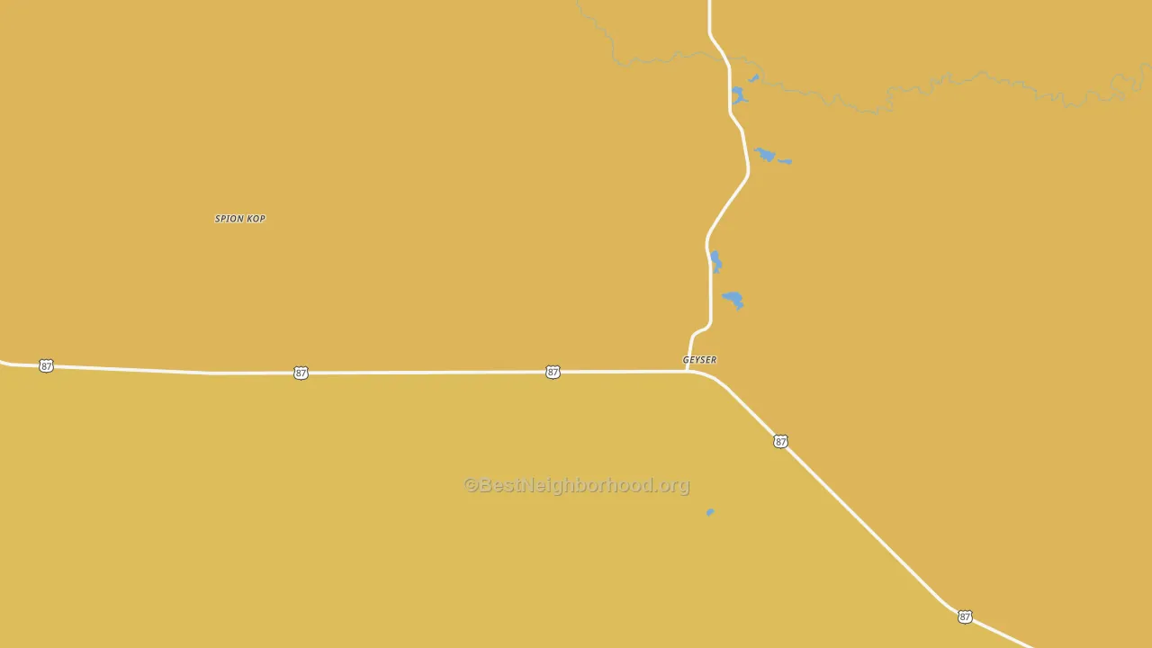Map of the best neighborhoods in the Geyser area, with better matches in green and worse matches in red
