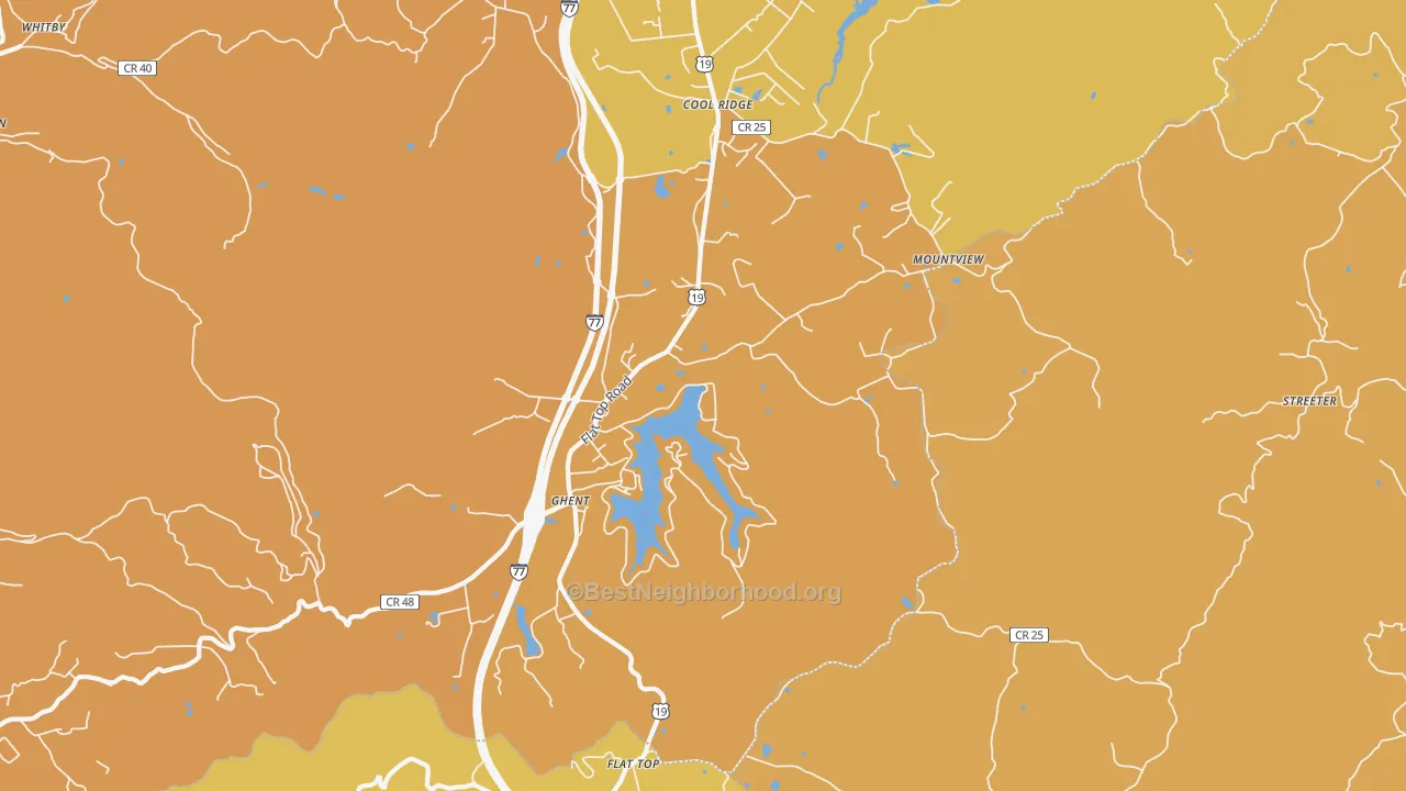 Map of the best neighborhoods in the Ghent area, with better matches in green and worse matches in red