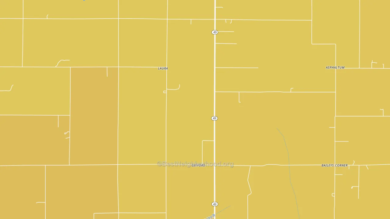 Map of the best neighborhoods in the Gifford area, with better matches in green and worse matches in red
