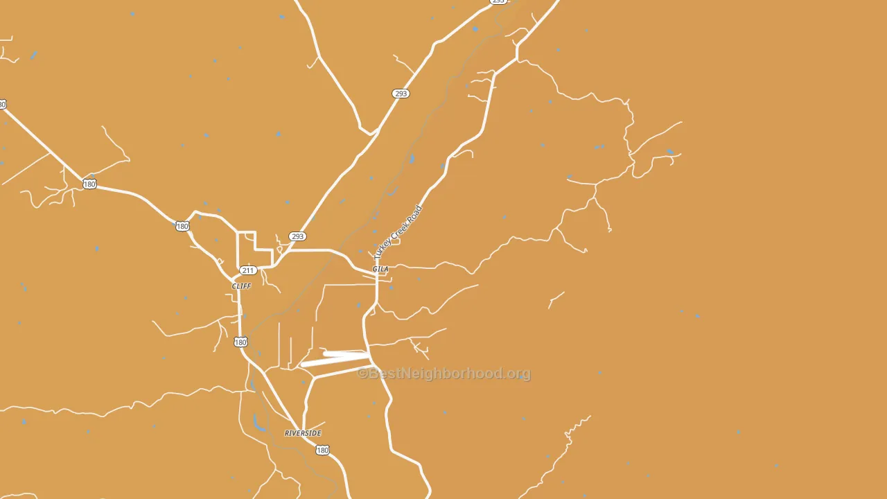Map of the best neighborhoods in the Gila area, with better matches in green and worse matches in red