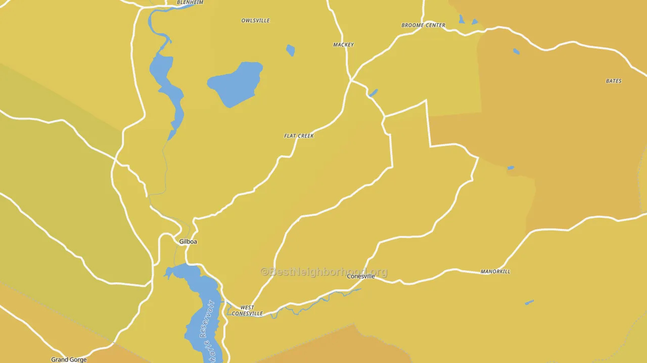 Map of the best neighborhoods in the Gilboa area, with better matches in green and worse matches in red