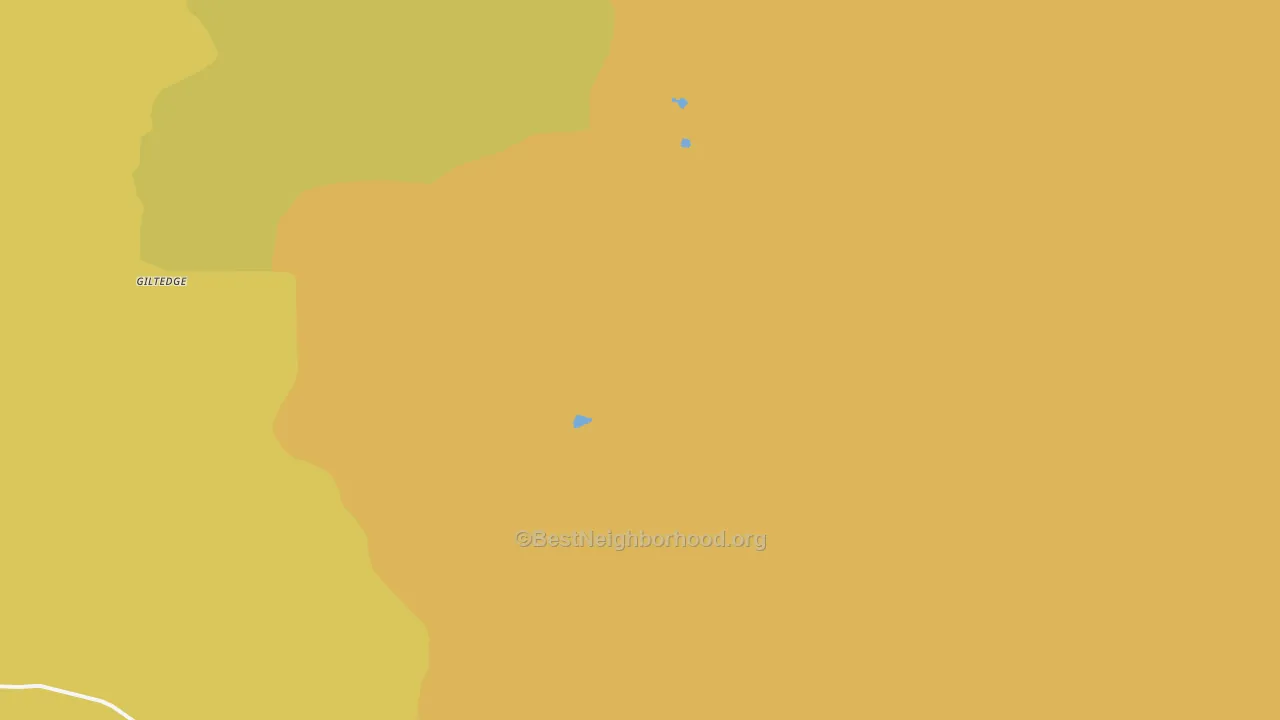Map of the best neighborhoods in the Giltedge area, with better matches in green and worse matches in red