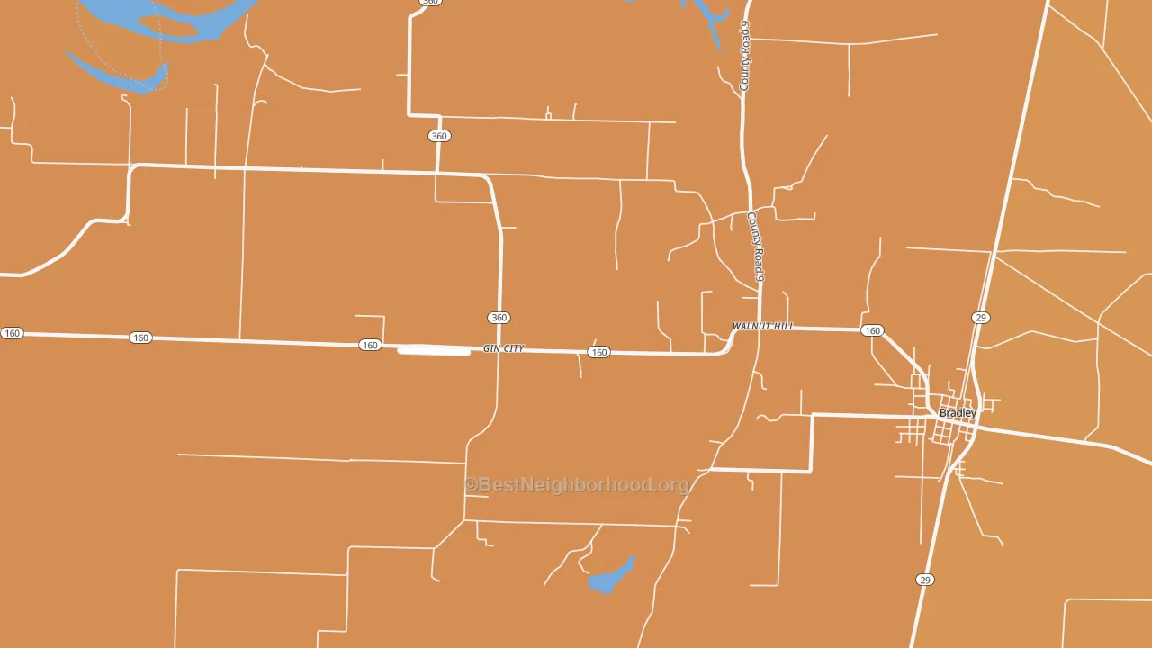 Map of the best neighborhoods in the Gin City area, with better matches in green and worse matches in red