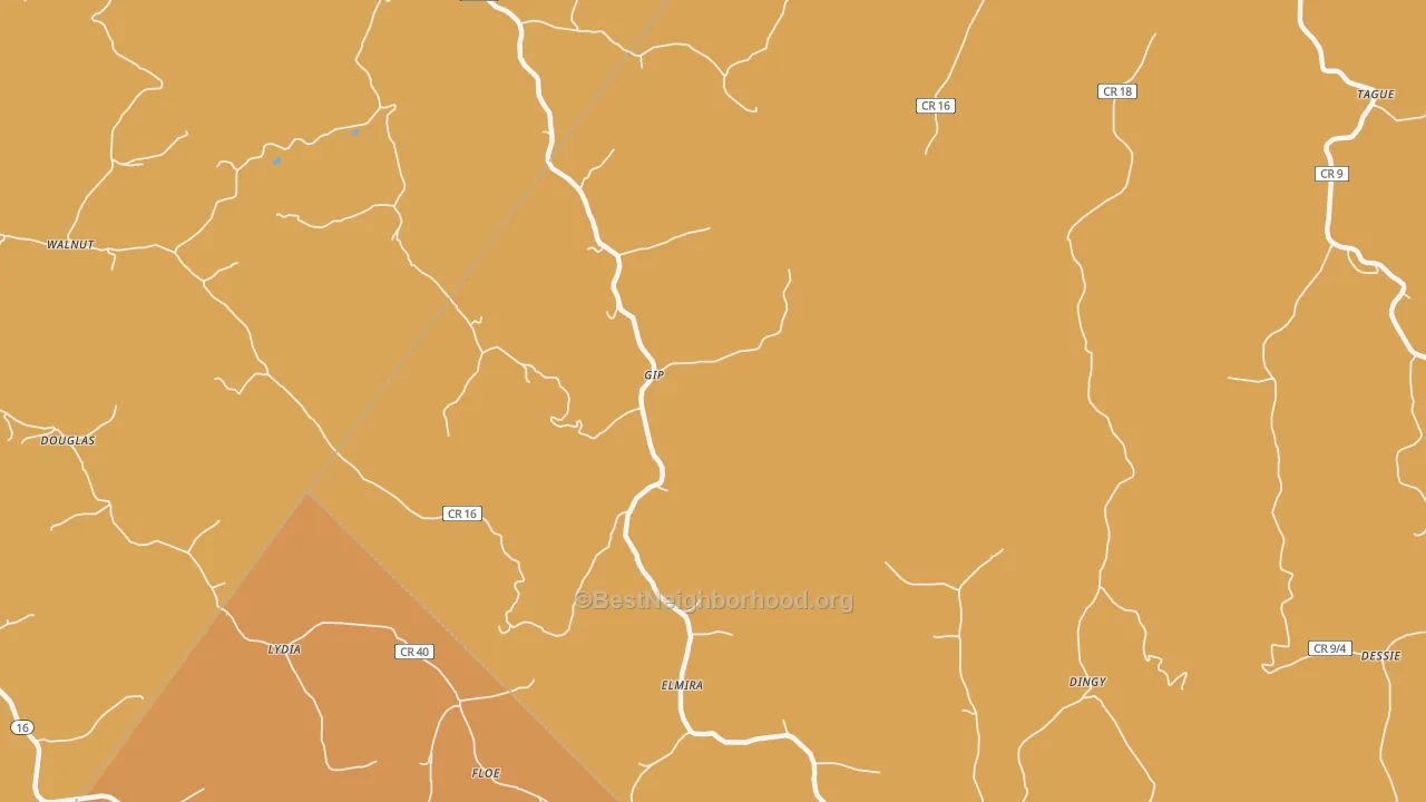 Map of the best neighborhoods in the Gip area, with better matches in green and worse matches in red