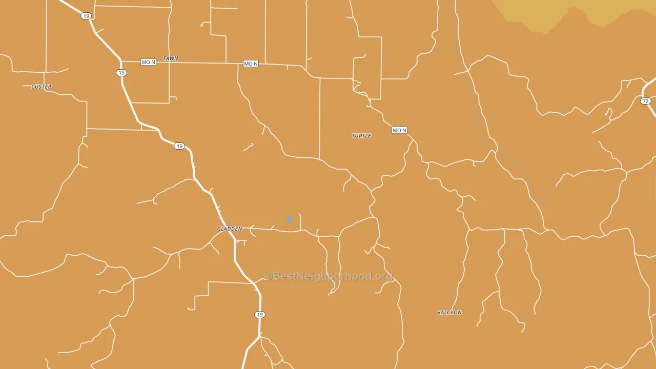 Map of the best neighborhoods in the Gladden area, with better matches in green and worse matches in red