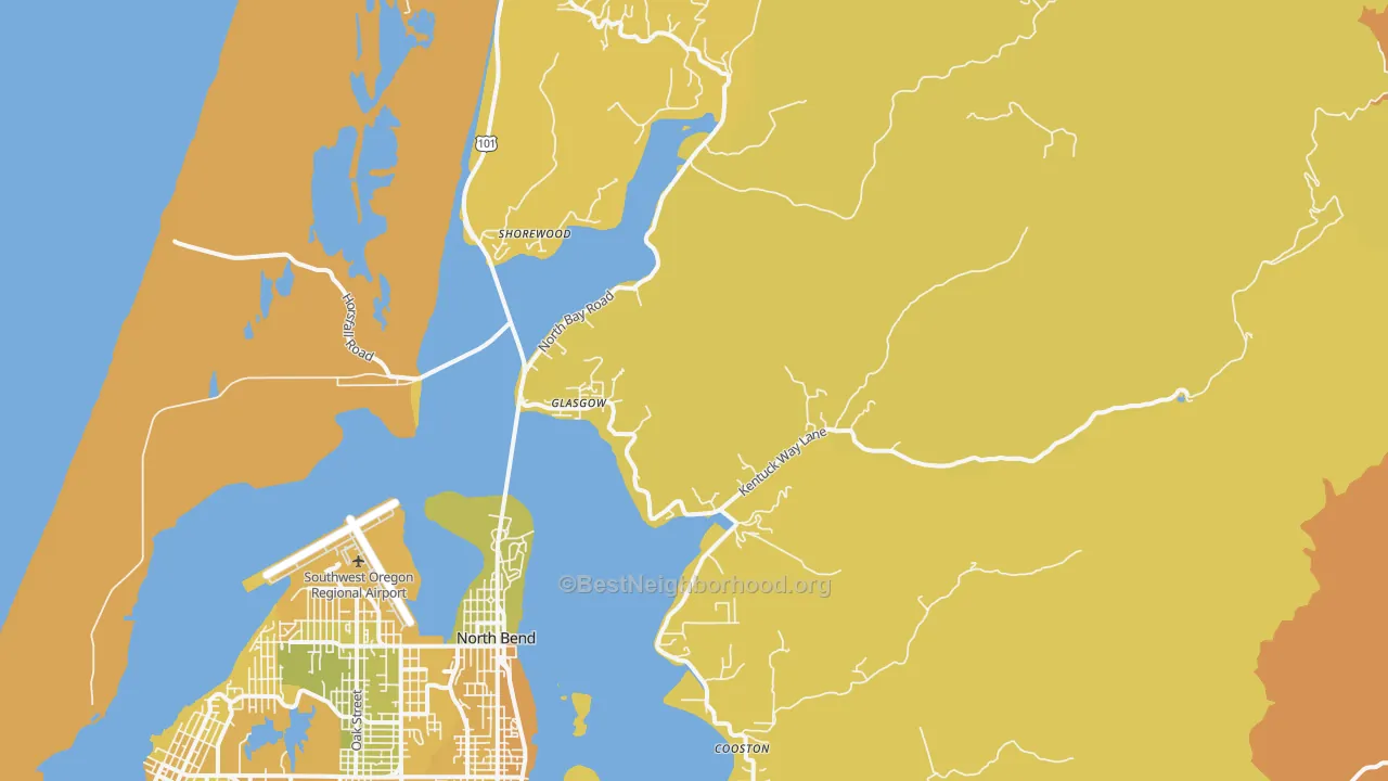 Map of the best neighborhoods in the Glasgow area, with better matches in green and worse matches in red