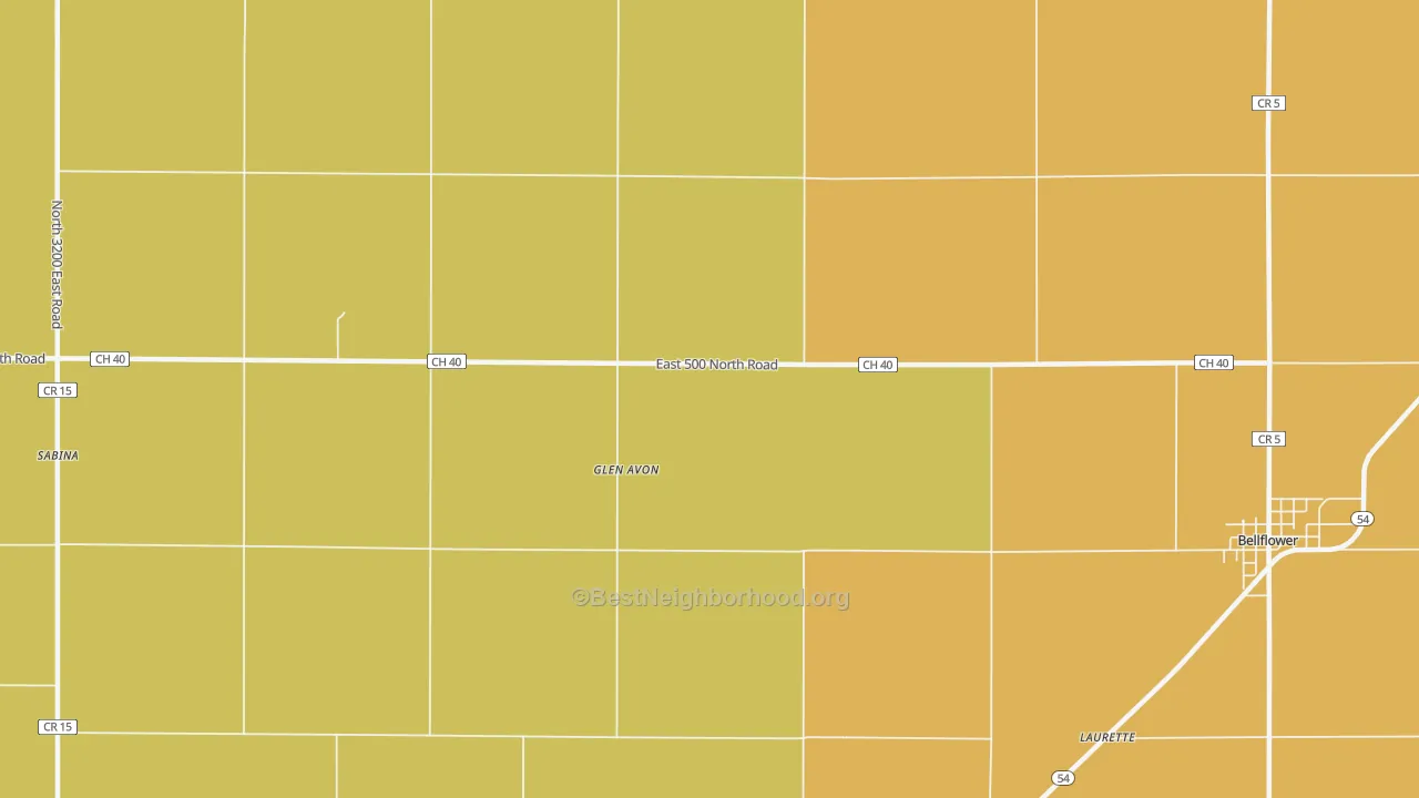 Map of the best neighborhoods in the Glen Avon area, with better matches in green and worse matches in red