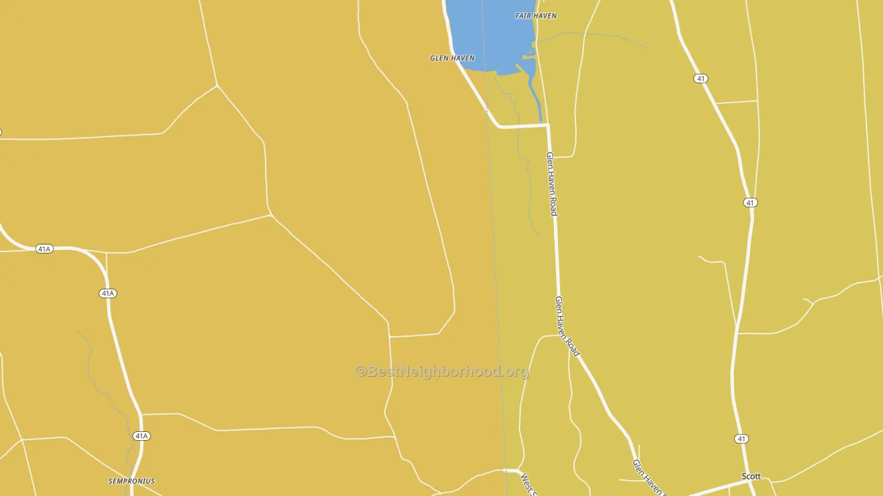 Map of the best neighborhoods in the Glen Haven area, with better matches in green and worse matches in red