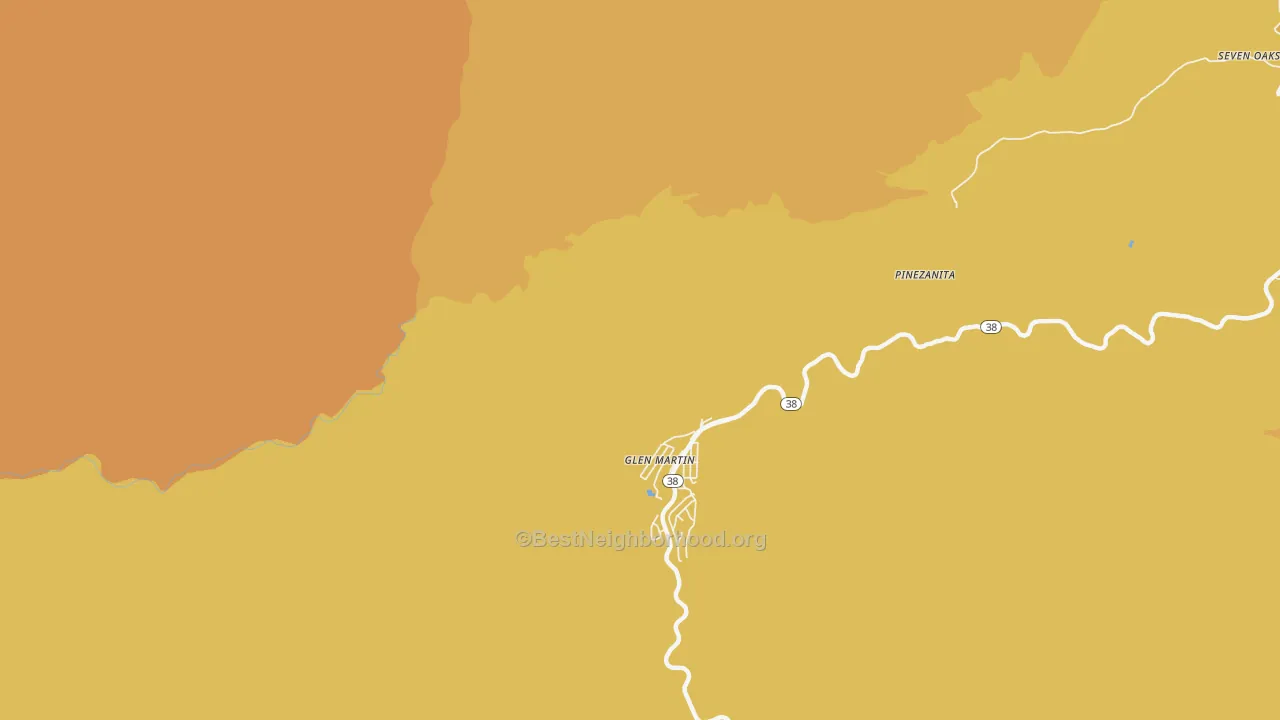 Map of the best neighborhoods in the Glen Martin area, with better matches in green and worse matches in red