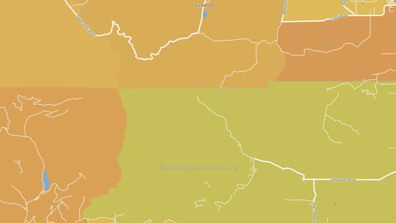 Map of the best neighborhoods in the Glenbrook area, with better matches in green and worse matches in red