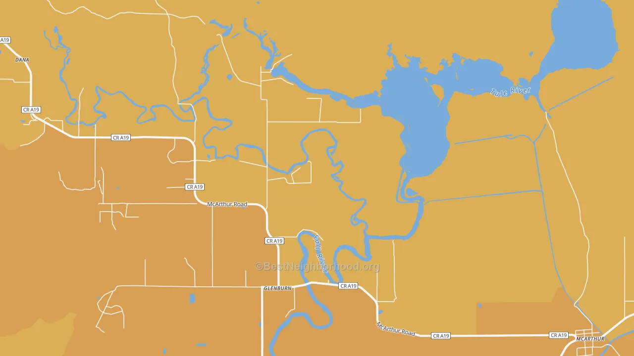 Map of the best neighborhoods in the Glenburn area, with better matches in green and worse matches in red