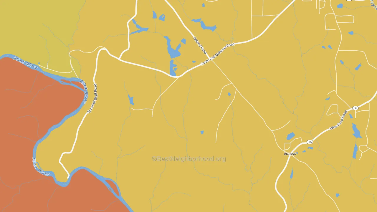 Map of the best neighborhoods in the Glencliff area, with better matches in green and worse matches in red