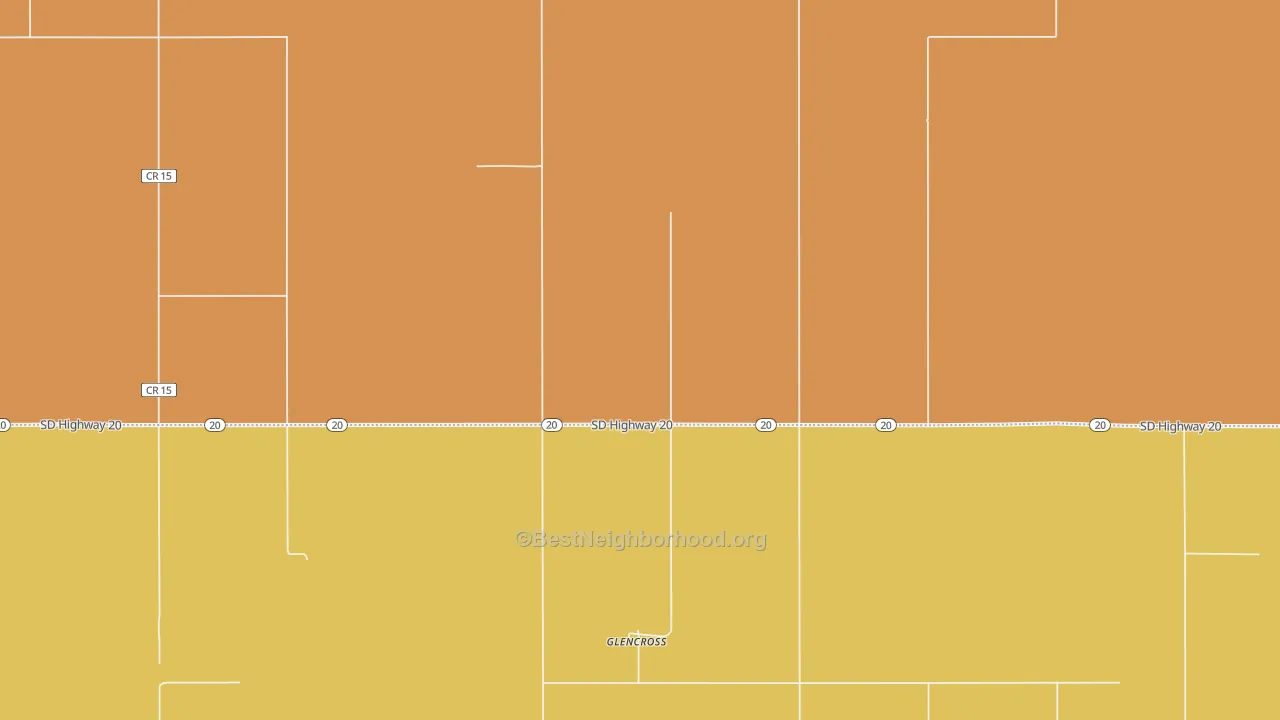 Map of the best neighborhoods in the Glencross area, with better matches in green and worse matches in red
