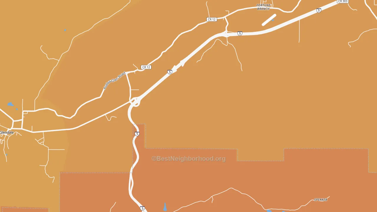 Map of the best neighborhoods in the Glendale Junction area, with better matches in green and worse matches in red