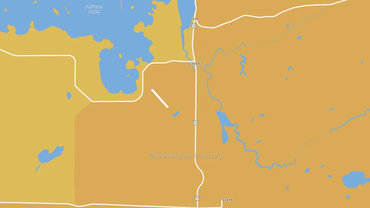 Map of the best neighborhoods in the Glendale area, with better matches in green and worse matches in red