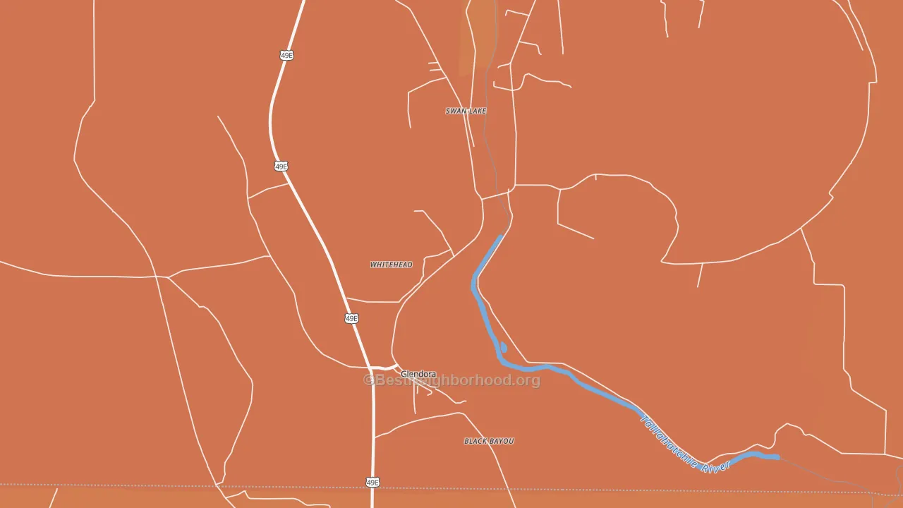 Map of the best neighborhoods in the Glendora area, with better matches in green and worse matches in red