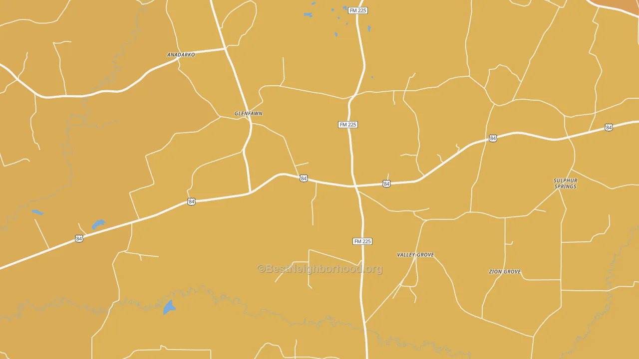 Map of the best neighborhoods in the Glenfawn area, with better matches in green and worse matches in red