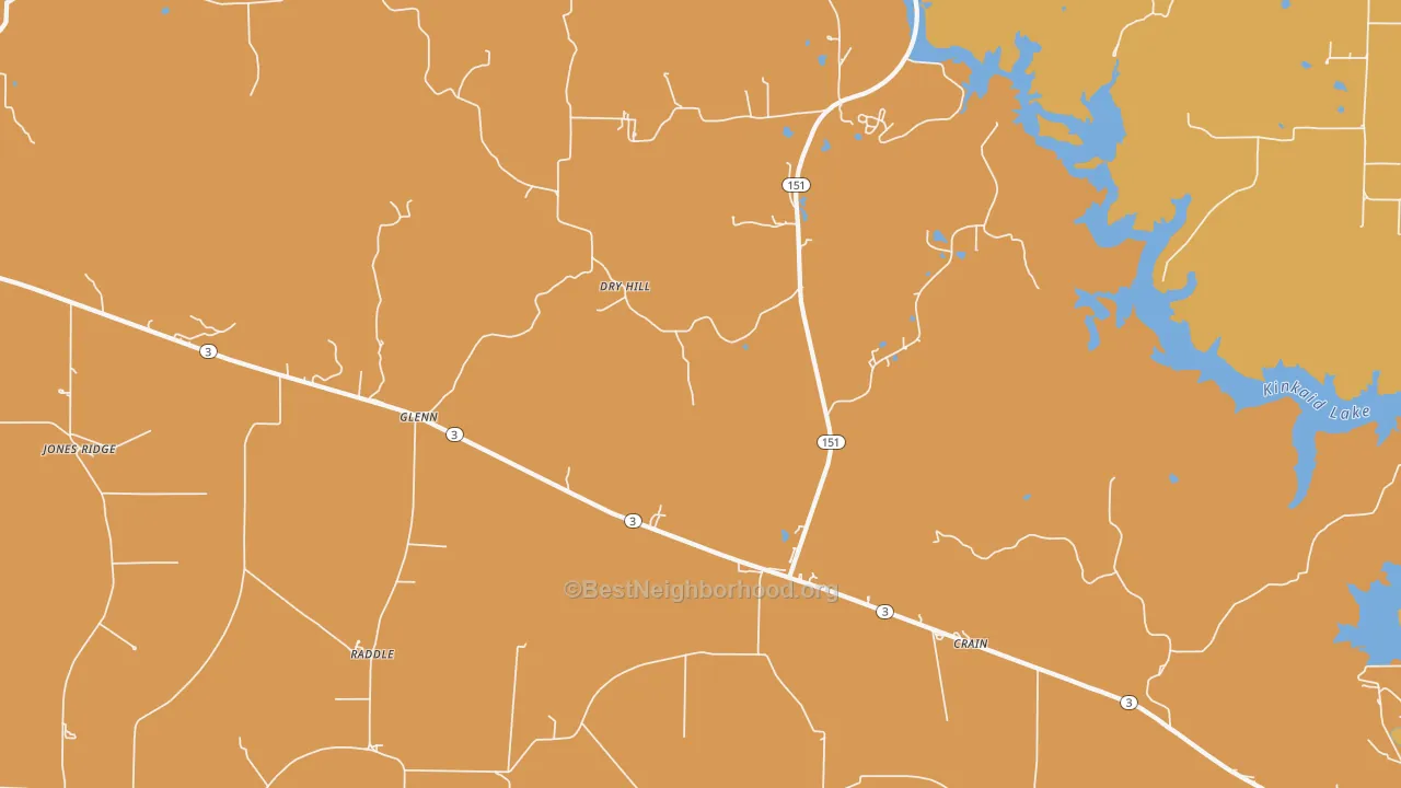 Map of the best neighborhoods in the Glenn area, with better matches in green and worse matches in red