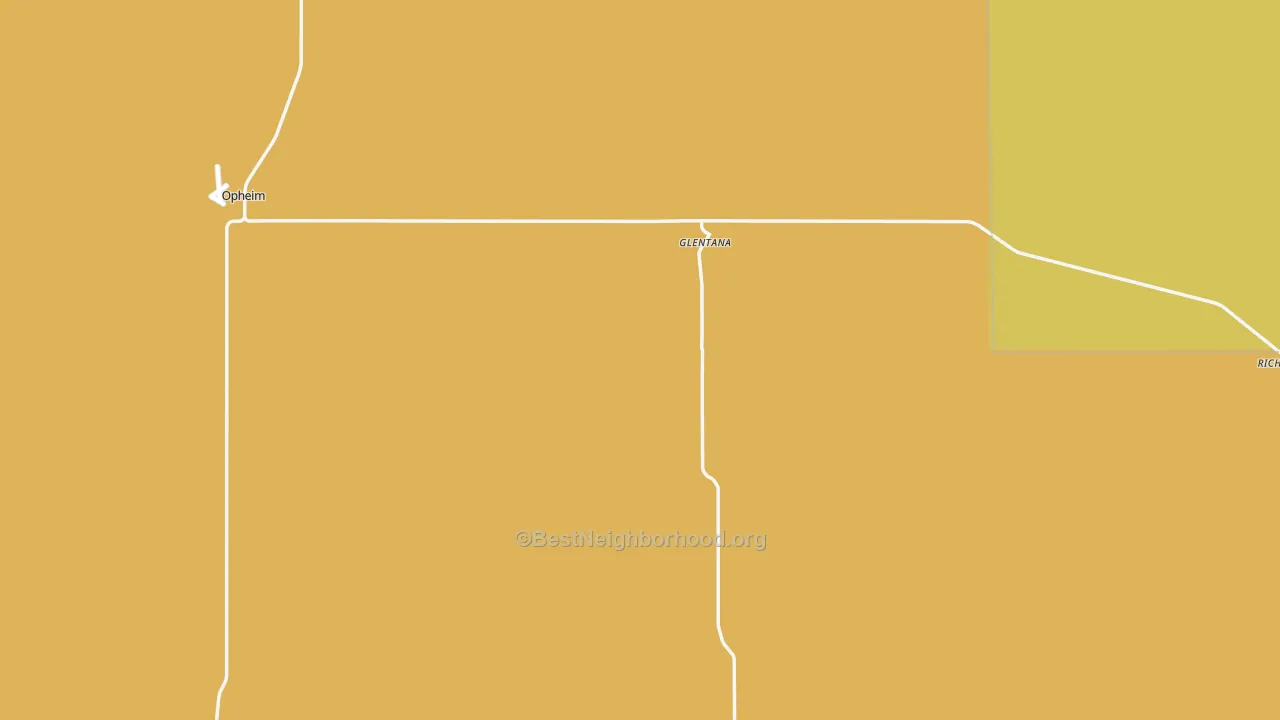 Map of the best neighborhoods in the Glentana area, with better matches in green and worse matches in red