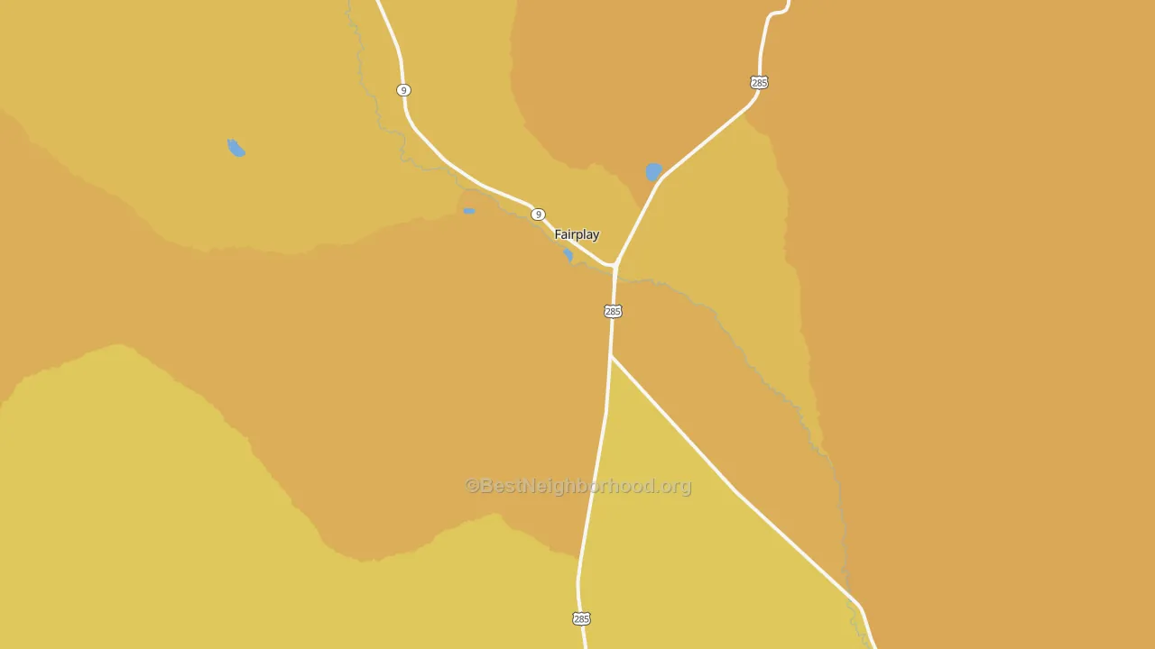 Map of the best neighborhoods in the Glentivar area, with better matches in green and worse matches in red