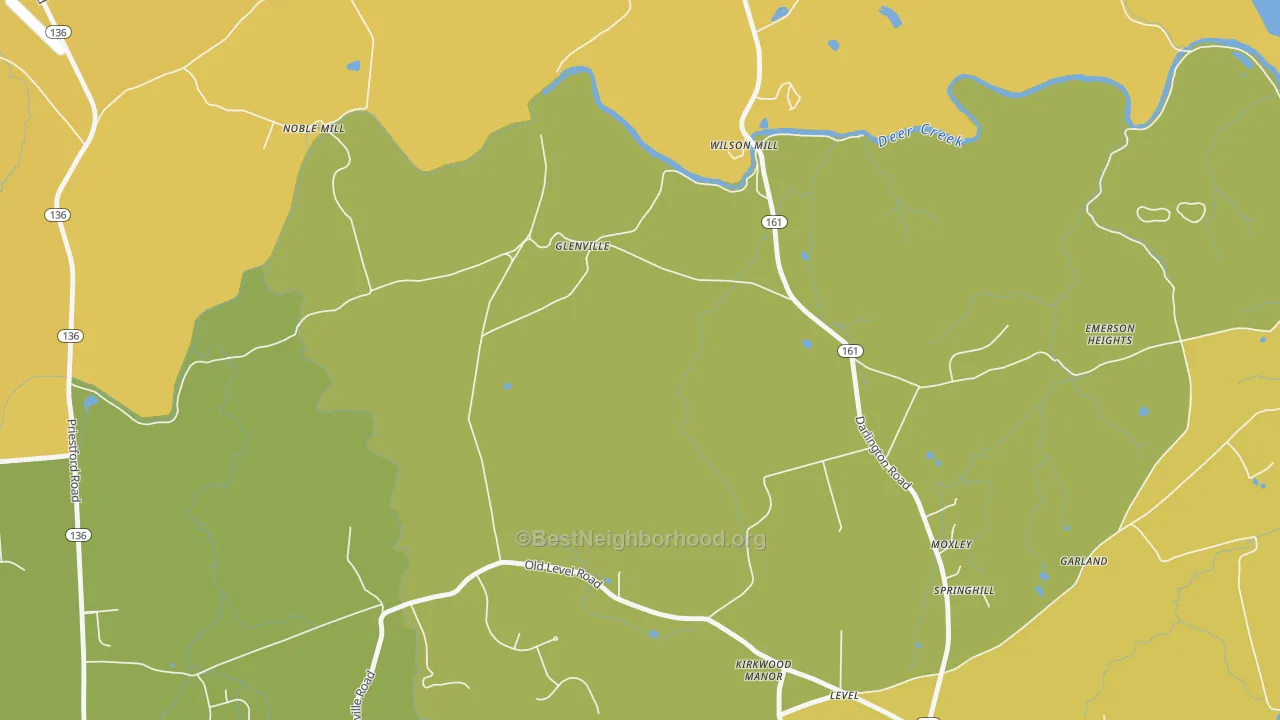 Map of the best neighborhoods in the Glenville area, with better matches in green and worse matches in red