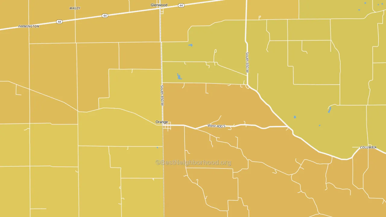 Map of the best neighborhoods in the Glenwood area, with better matches in green and worse matches in red
