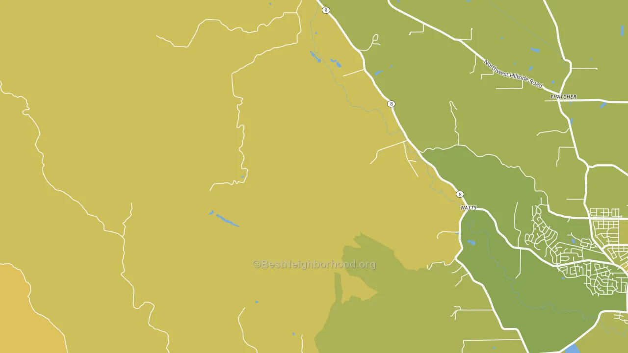 Map of the best neighborhoods in the Glenwood area, with better matches in green and worse matches in red