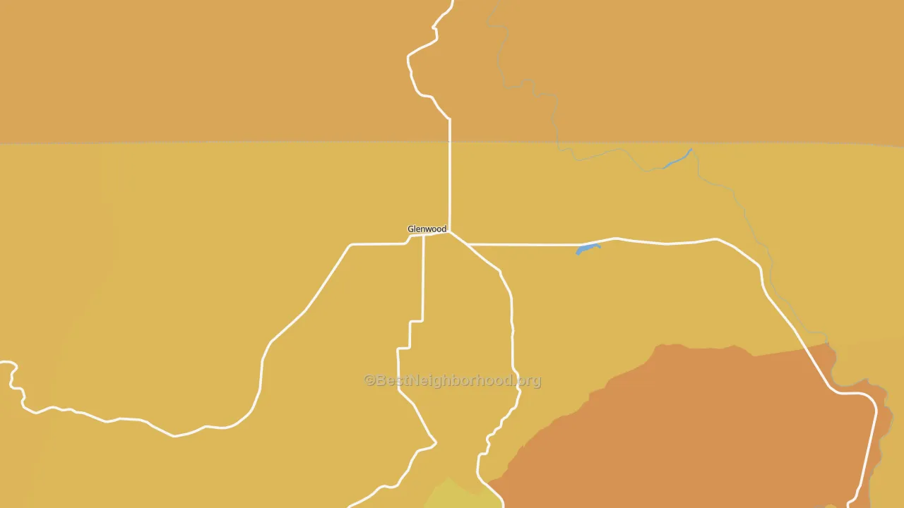 Map of the best neighborhoods in the Glenwood area, with better matches in green and worse matches in red