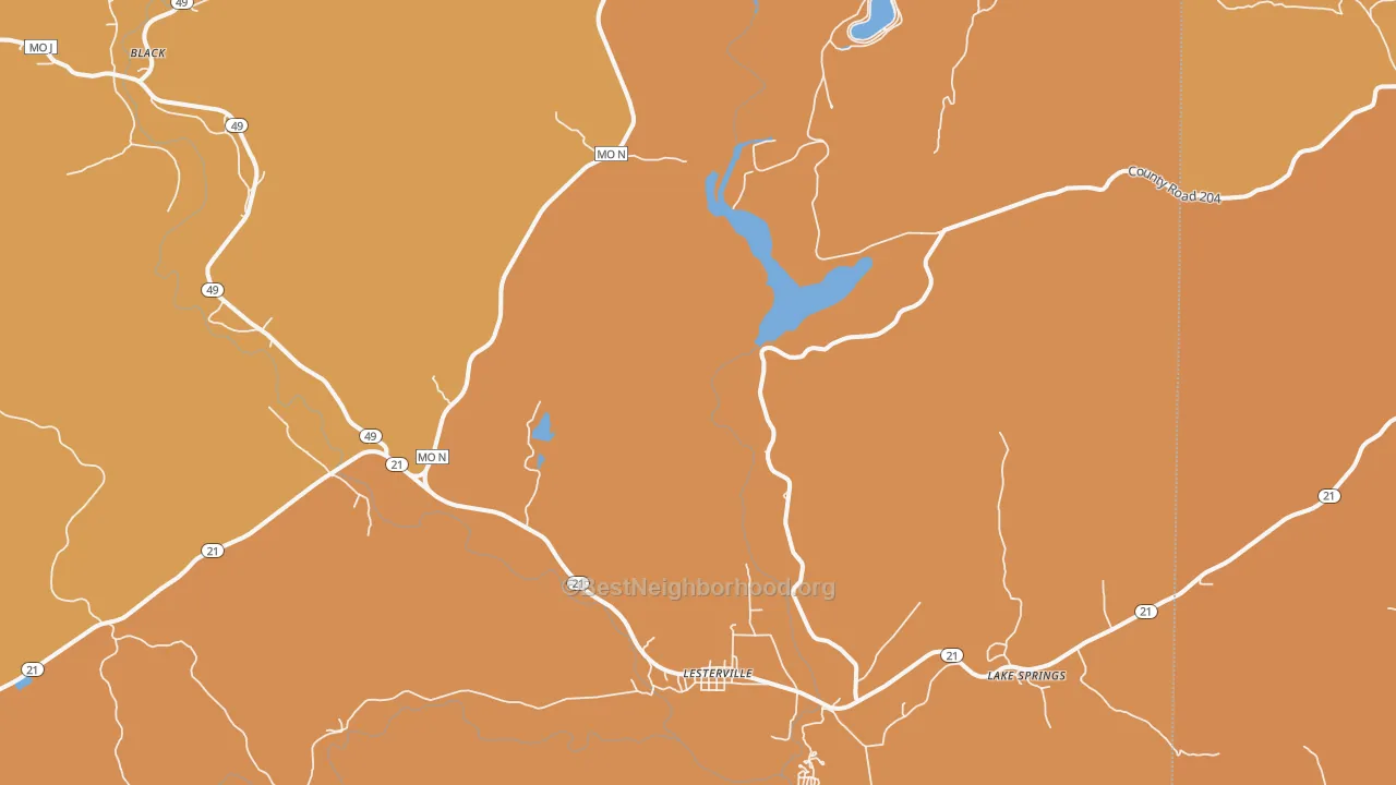 Map of the best neighborhoods in the Glover area, with better matches in green and worse matches in red