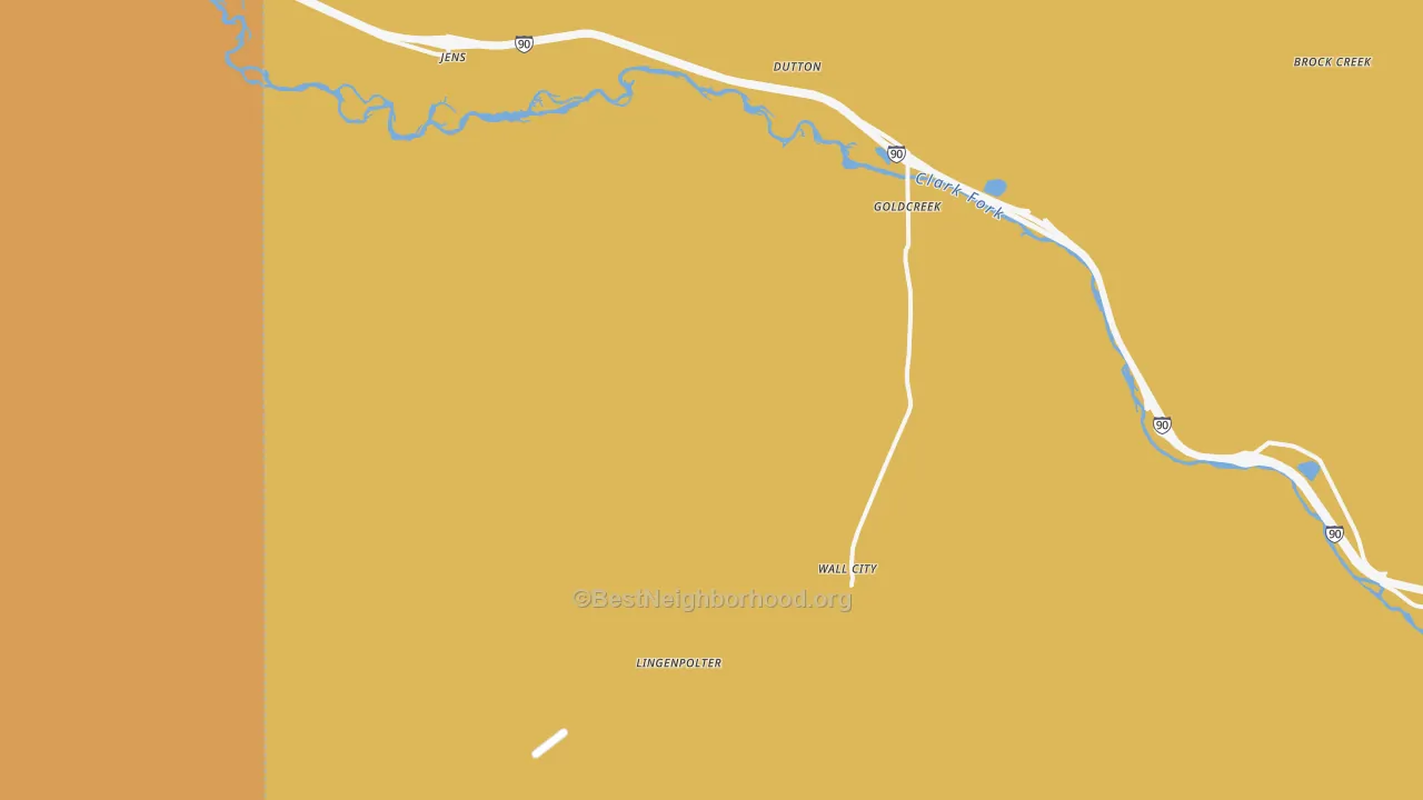 Map of the best neighborhoods in the Gold Creek area, with better matches in green and worse matches in red