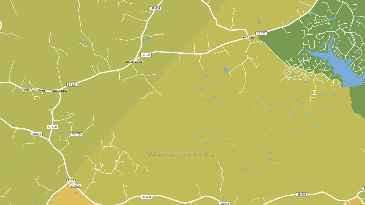 Map of the best neighborhoods in the Gold Dale area, with better matches in green and worse matches in red