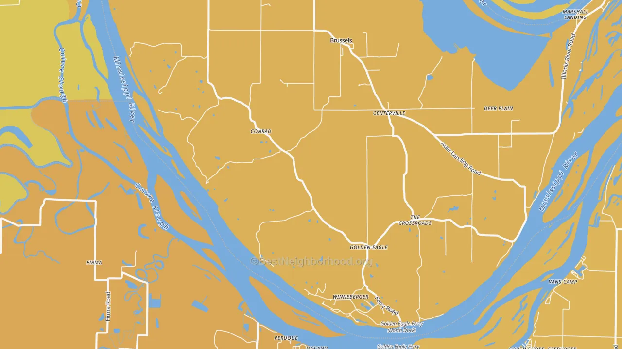 Map of the best neighborhoods in the Golden Eagle area, with better matches in green and worse matches in red