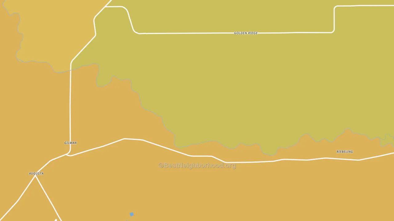 Map of the best neighborhoods in the Golden Ridge area, with better matches in green and worse matches in red