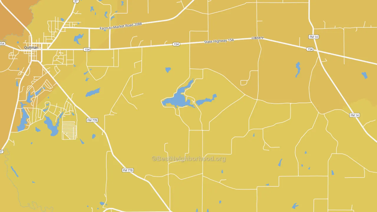 Map of the best neighborhoods in the Golden area, with better matches in green and worse matches in red
