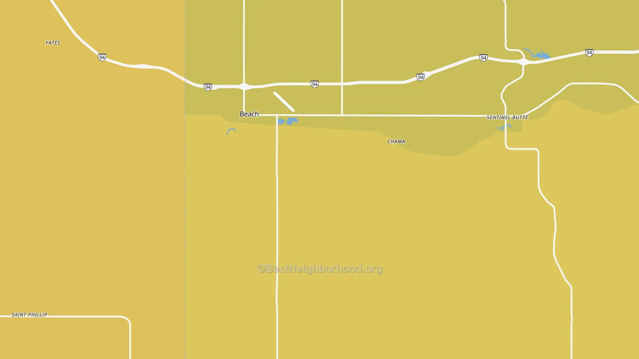 Map of the best neighborhoods in the Golden Valley County area, with better matches in green and worse matches in red