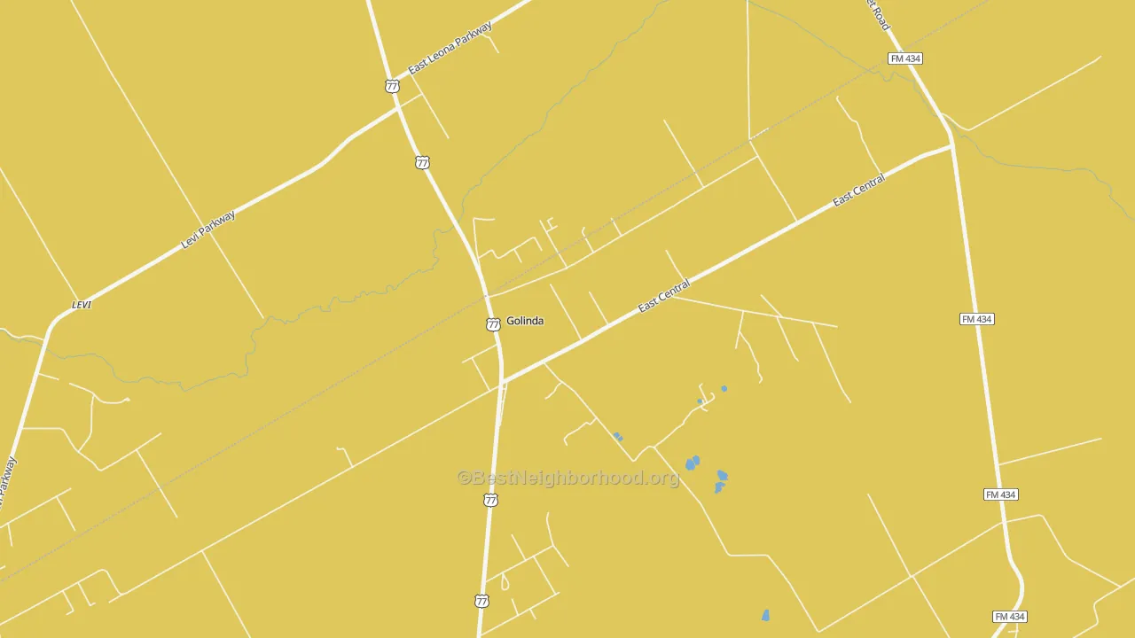 Map of the best neighborhoods in the Golinda area, with better matches in green and worse matches in red
