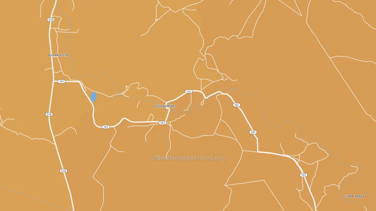Map of the best neighborhoods in the Golondrinas area, with better matches in green and worse matches in red