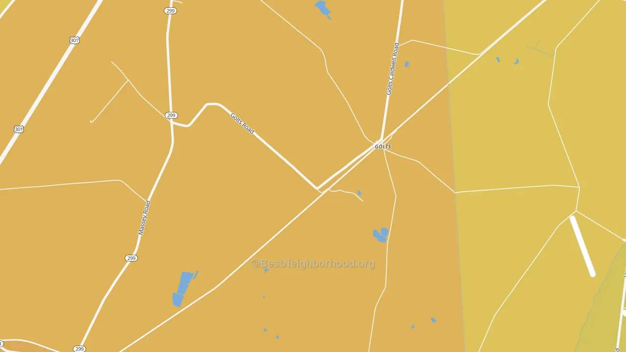 Map of the best neighborhoods in the Golts area, with better matches in green and worse matches in red