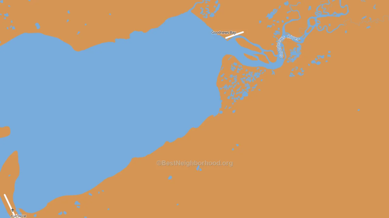 Map of the best neighborhoods in the Goodnews Mining Camp area, with better matches in green and worse matches in red