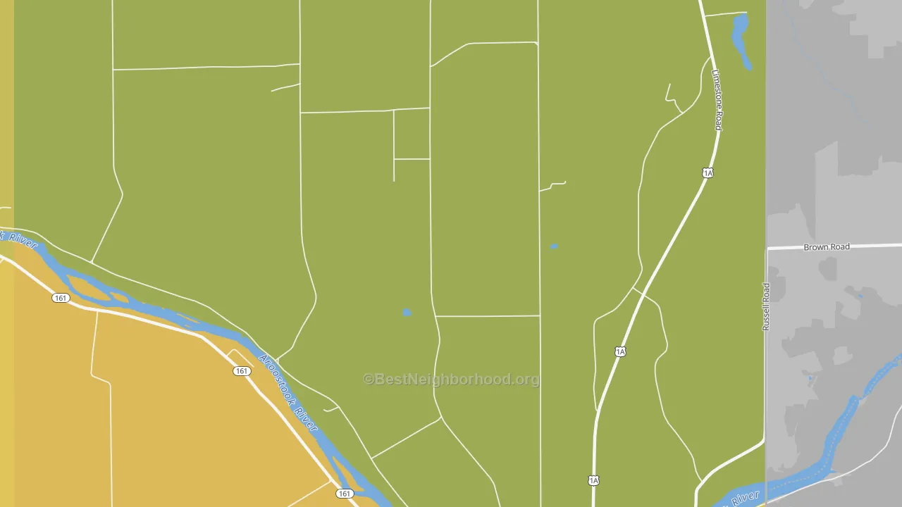 Map of the best neighborhoods in the Goodrich area, with better matches in green and worse matches in red