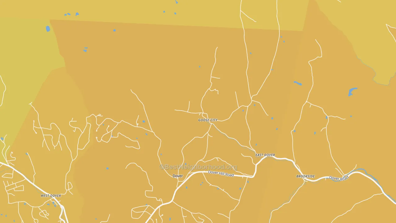 Map of the best neighborhoods in the Goose City area, with better matches in green and worse matches in red