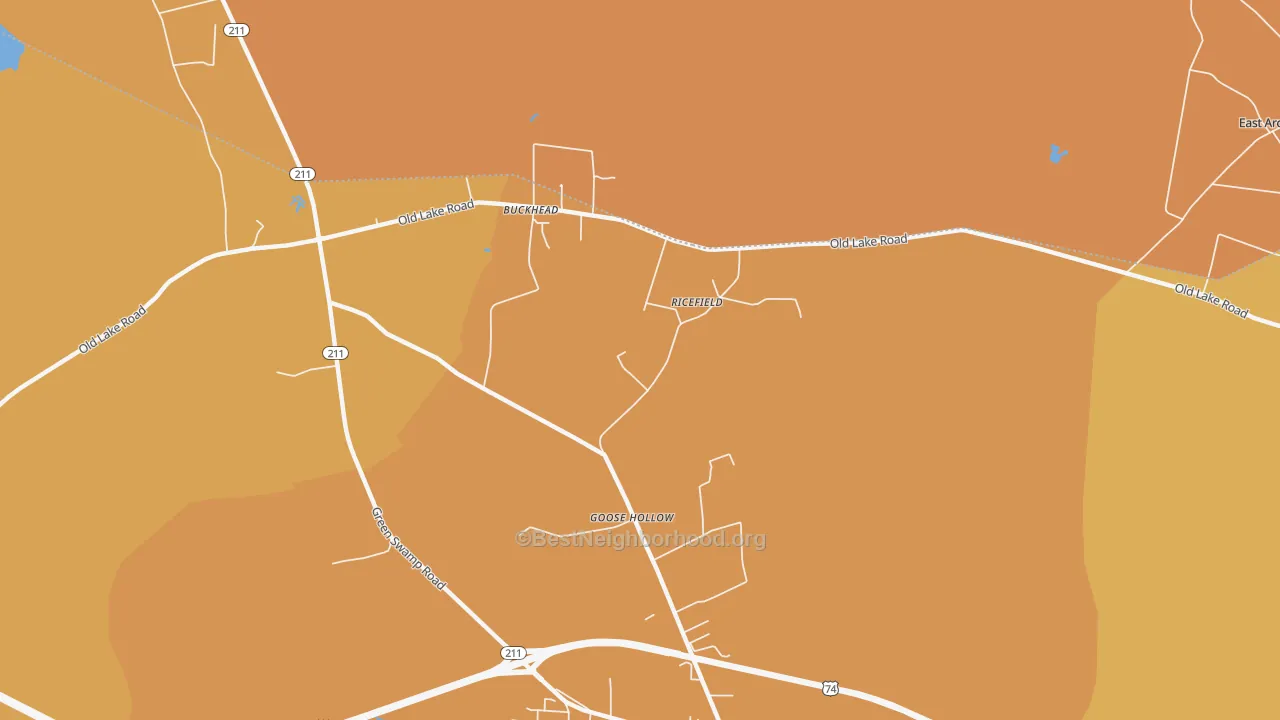 Map of the best neighborhoods in the Goose Hollow area, with better matches in green and worse matches in red