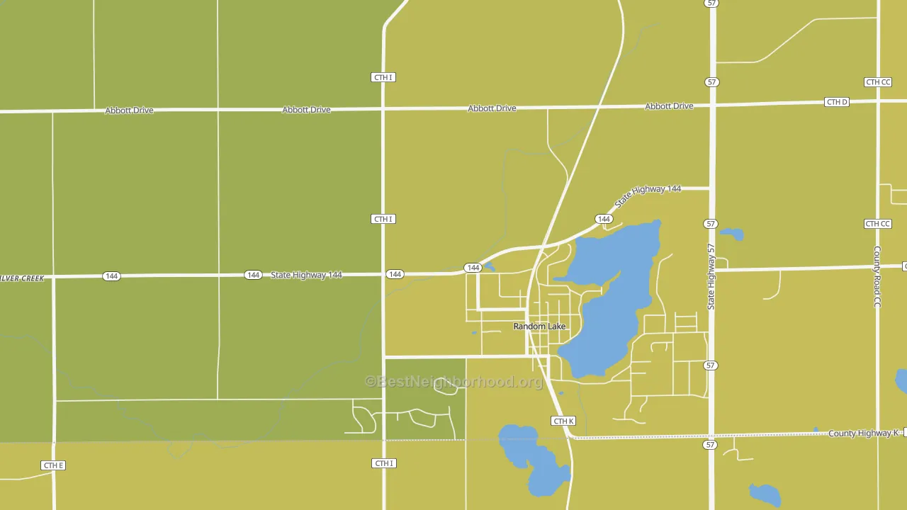 Map of the best neighborhoods in the Gooseville area, with better matches in green and worse matches in red