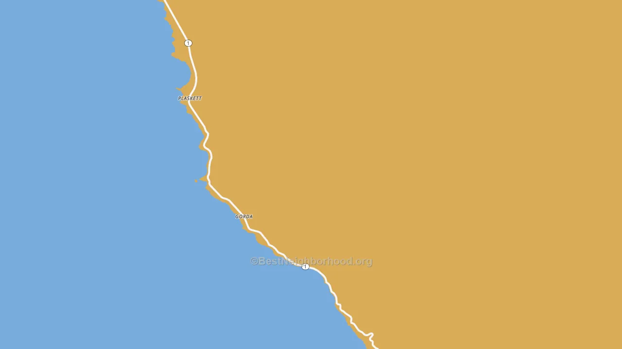 Map of the best neighborhoods in the Gorda area, with better matches in green and worse matches in red